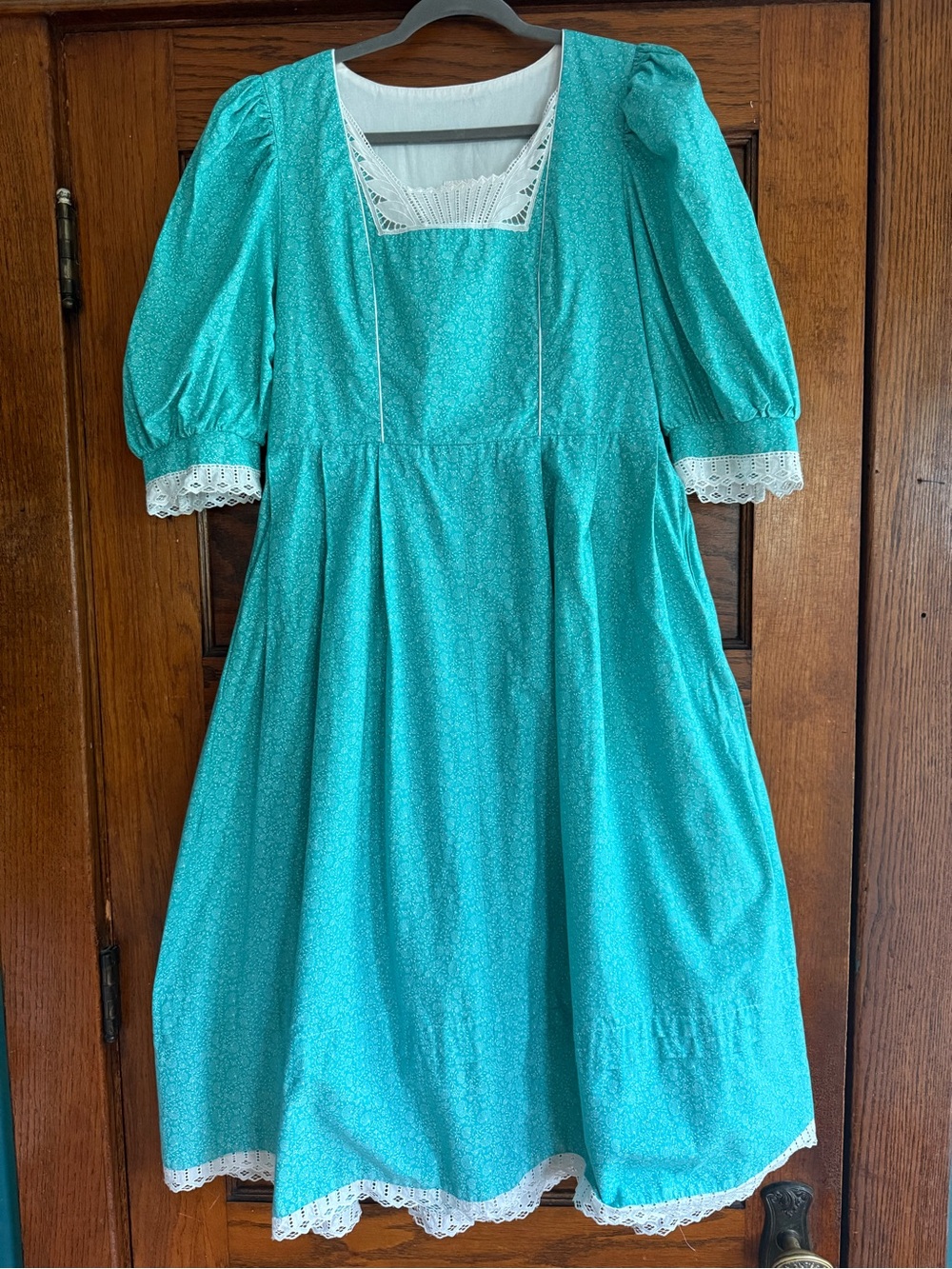 VINTAGE ROSE DIRNDL Cotton Bavarian Folk Dress Cottagecore Prairie Lace Trim L